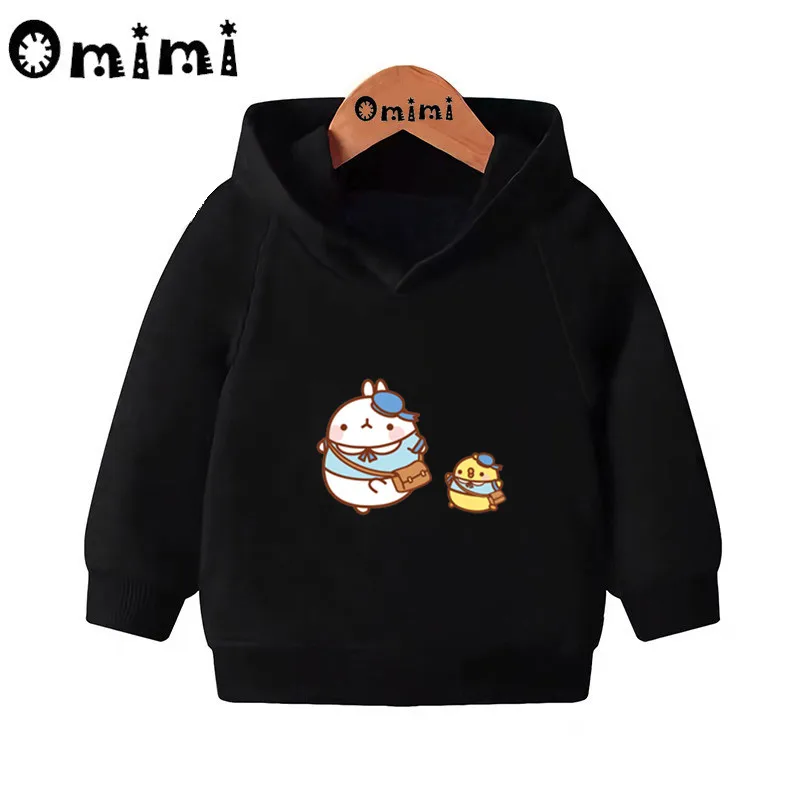 Molang and Piupiu/милые толстовки с героями мультфильмов; детские толстовки с капюшоном; крутой пуловер для малышей; топы для девочек и мальчиков; осенняя одежда; KMT5217