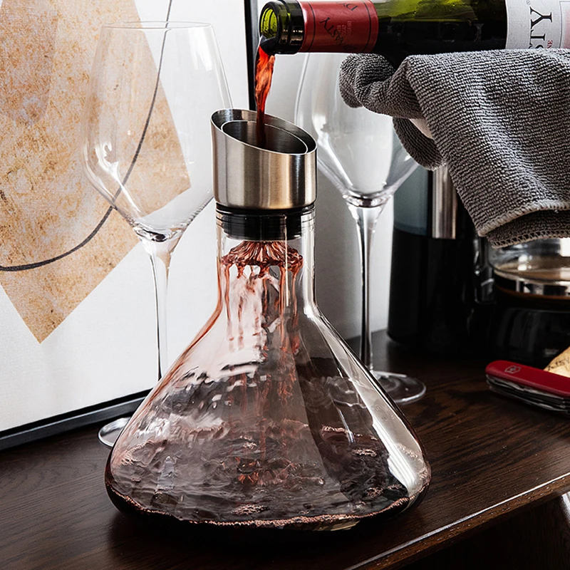 1.6l artesanal cachoeira vidro vinho decantador jarro de cristal vinho  brandy pourer aerador garrafa champanhe casa restaurante bar suprimentos -  AliExpress
