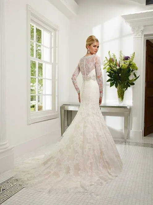 Vestidos De Novia сексуальное кружевное свадебное платье русалки с длинным рукавом и высоким горлом, с бисером, быстрая, платья для матери невесты