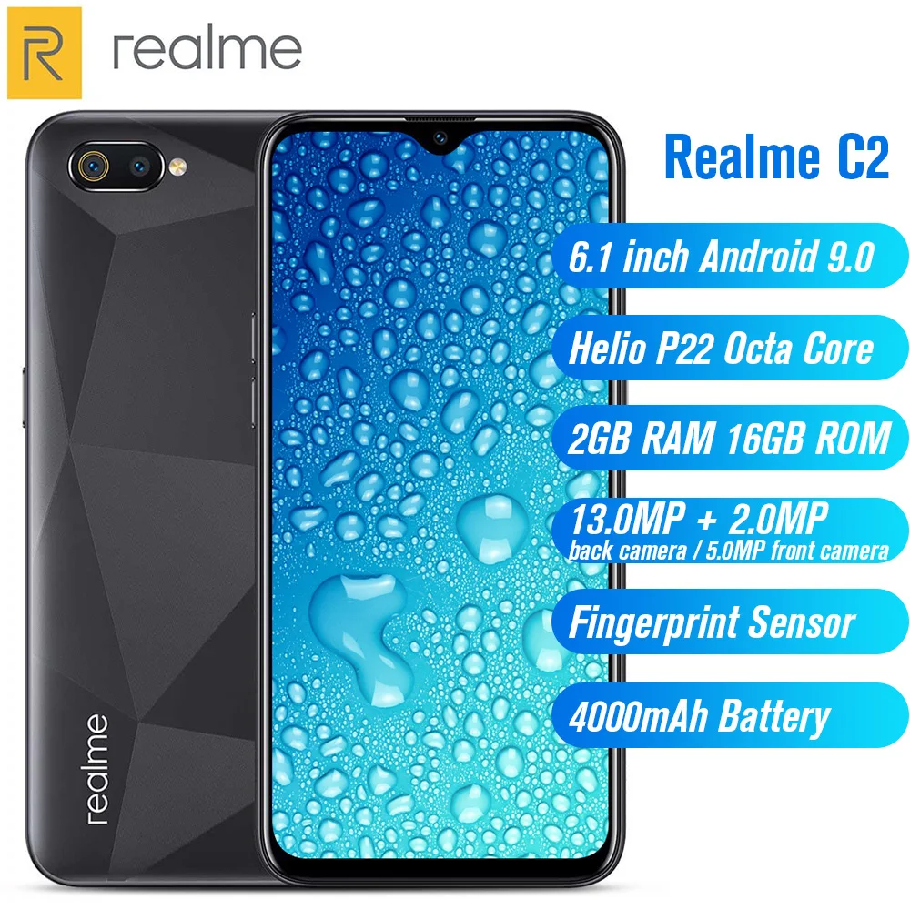 

Realme C2 4G Smartphone 6.1 inch Android 9.0 Helio P22 Octa Core 13.0MP + 2.0MP Rear Camera 4000mAh Battery Mobile Phone