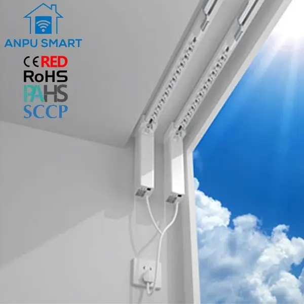 

ANPU Smart Home System Customizable Aluminium Curved Track Electric Curtain With Electric Curtain Motor with CE ROHS