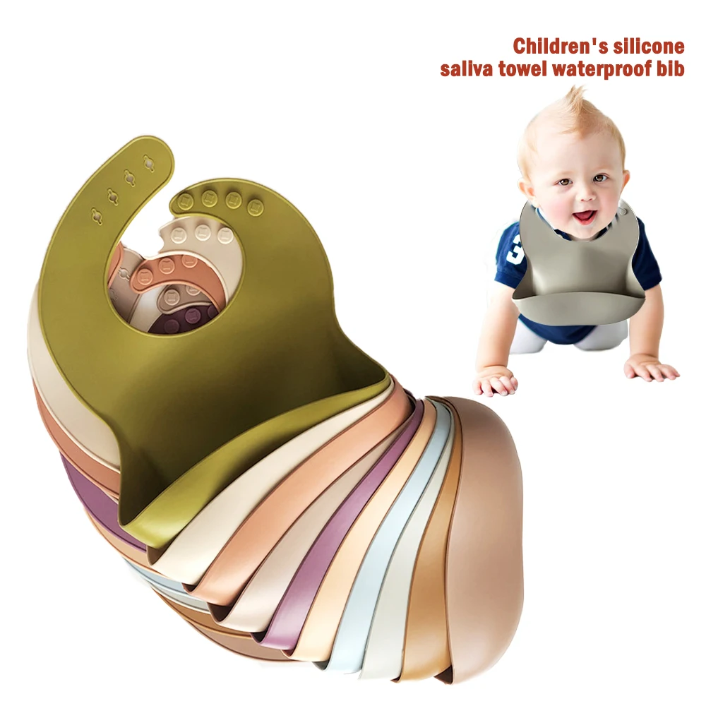 

Fashionable silicon Breastplate Baby Bib Waterproof Solid Infant Bandana Bibs Newborn Feeding Burp Cloth Drooling Scarf Dropship