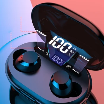 

Sports Wireless Bluetooth 5.0 Headset TWS Mini Earbud Stereo Headset with LED Digital Display Charging Compartment