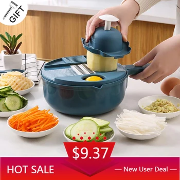 

Multifunctional Vegetable Cutter Artifact Slicer Fruit Salad Carrot Peeler Grater Household Kitchen Accessory With Drain Basket