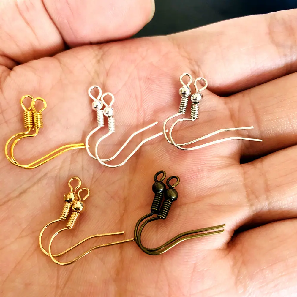 

200pcs/lot Earring Hooks Findings Ear Clasps Fittings Iron Hook Ear wire Supplies For DIY Jewelry Making Accessories