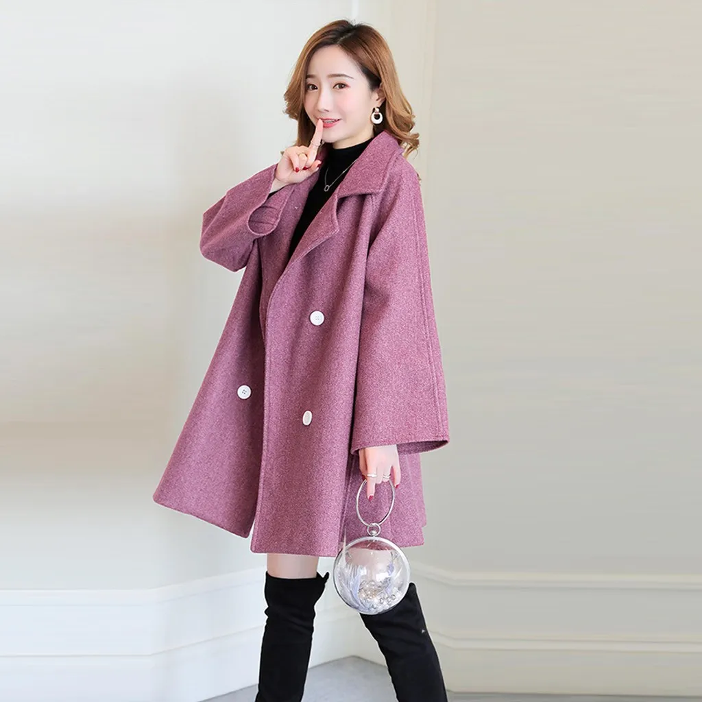Abrigos mujer invierno зимнее пальто для женщин, Офисная однотонная зимняя офисная шерстяная куртка с длинным рукавом и пуговицами, пальто chaqueta