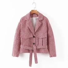 Женская мохнатая куртка, модная женская куртка с отложным воротником, карманами и пуговицами, кружевная женская верхняя одежда с длинным рукавом на осень