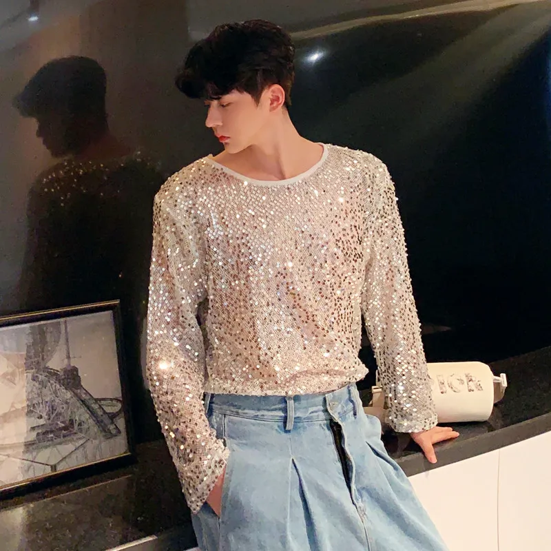 Цветная дышащая яркая Солнцезащитная футболка мужской пуловер с блестками