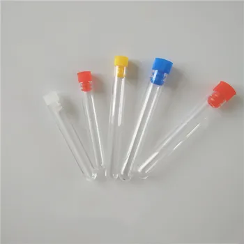 

10Pcs 12x100mm Clear Plastic Test Tube with Cap U-shaped Bottom Long Transparent Test Tube Lab Supplies