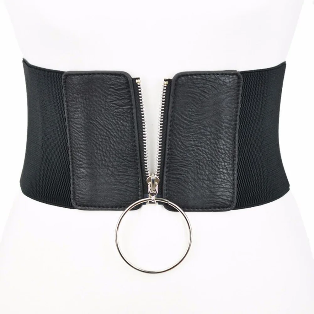 Korean Version Of The Ring Wild Black Zipper Ladies Super Wide Elastic Belt  Ladies Clothing Accessories Female Decorations - AliExpress