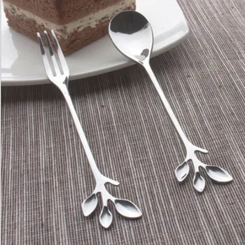 

Northern European-Style Coffee Shop Stir Spoon Sub-Japanese Korean Stainless Steel Cool Stainless Steel Leaf Spoon Tableware