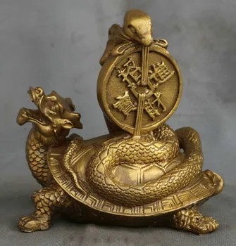 

Details about 5" China Bronze Dragon Tortoise Turtle Snake Cion Money Wealth Auspicious Statue