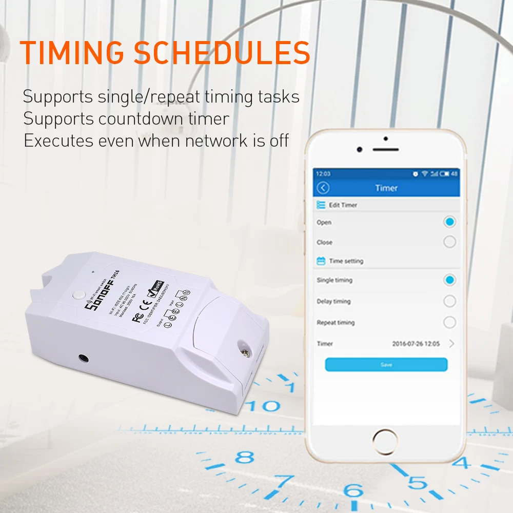  Sonoff TH16 Relay Module Smart Home Wifi Switch Humidity Sensor Temperature Monitor Works With Alex - 4000296212032