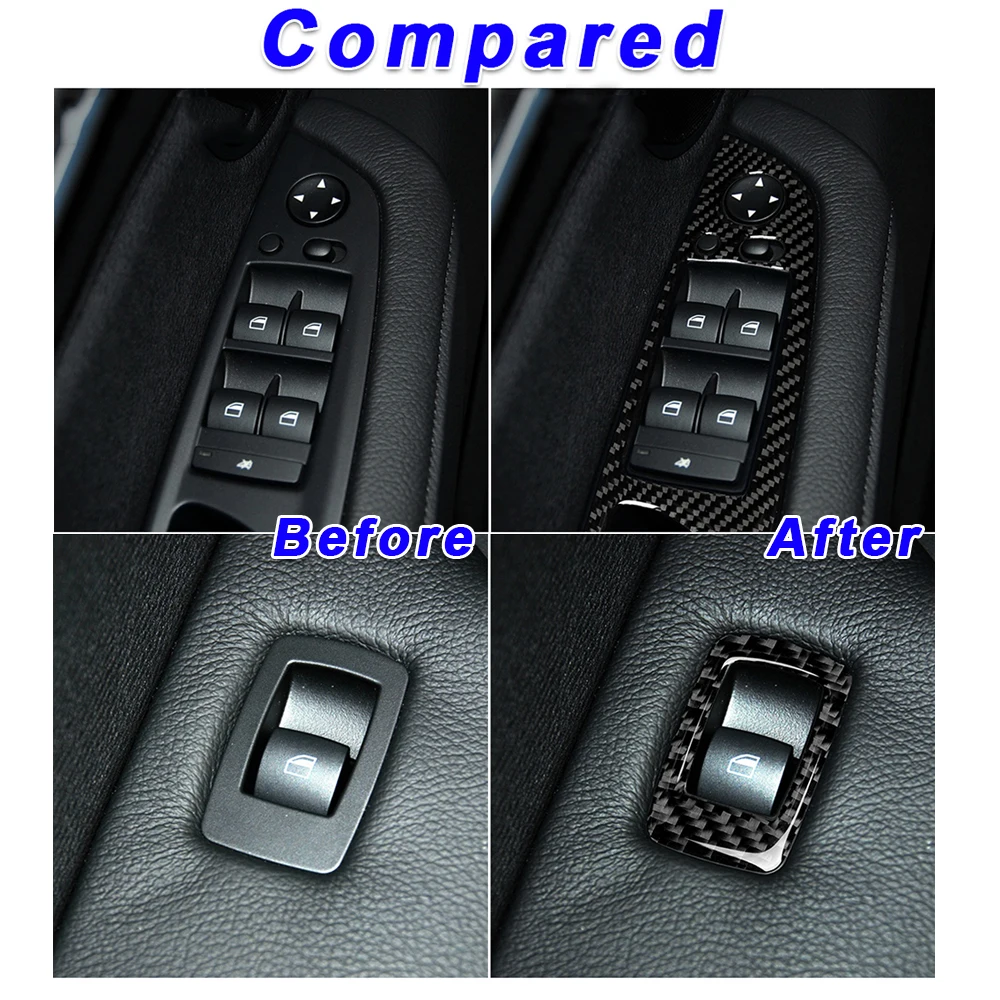 

4pcs/Set Decorative Stickers Car Door Window Button Frame For BMW E71 X6 2009-14 Carbon Fiber Waterproof Interior Parts