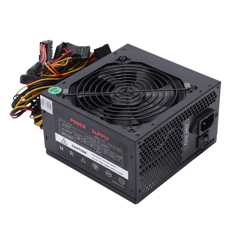 170 260V Max 600W Power Supply Psu Pfc Silent Fan 24Pin 12V Pc Computer Sata Gaming 2