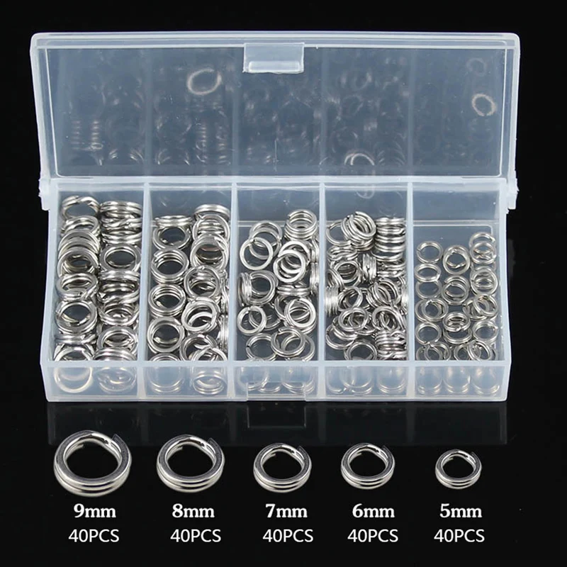 200pcs/set Fishing Split Rings Stainless Steel Double Loop