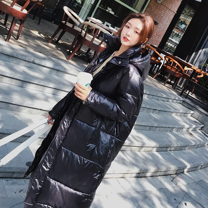 

Photo Shoot New Style Korean-style Winter Mid-length over-the-Knee Cotton-padded Clothes Thick Cotton Coat Women's Loose-Fit dow