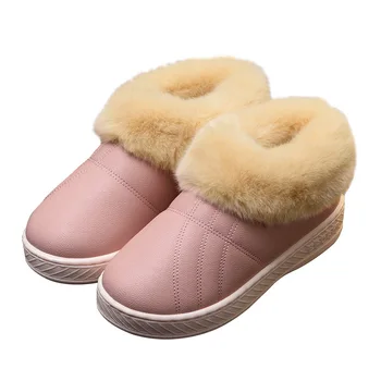 

2019 Women Snow Boots Winter Warm Fur Ankle Boots Couple Thick Sole Cotton Shoes Woman Flats Waterproof Anti-skid Boot YYJ240