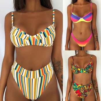 

Push Up Brazilian Bikini set 2019 New Floral Print Bikinis Sexy Flower Swimwear Summer Beach Swimsuit Biquini Bathing Suit