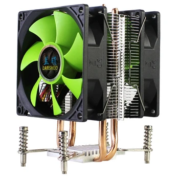

LANSHUO CPU Radiator CPU Cooler 2 Heat Pipes Ultra Quiet Cooler Fan for LGA 2011 X79 X99 X299 (3Pin Dual Fan)