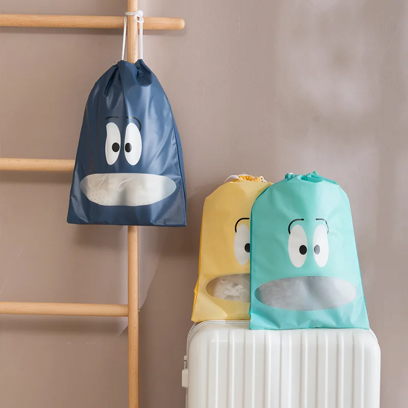 

Waterproof Shoes Bag Cartoon Cute Pouch Storage Travel Bag Non-Woven Laundry Portable Tote Drawstring Bag Organizer Cover 1 Pc