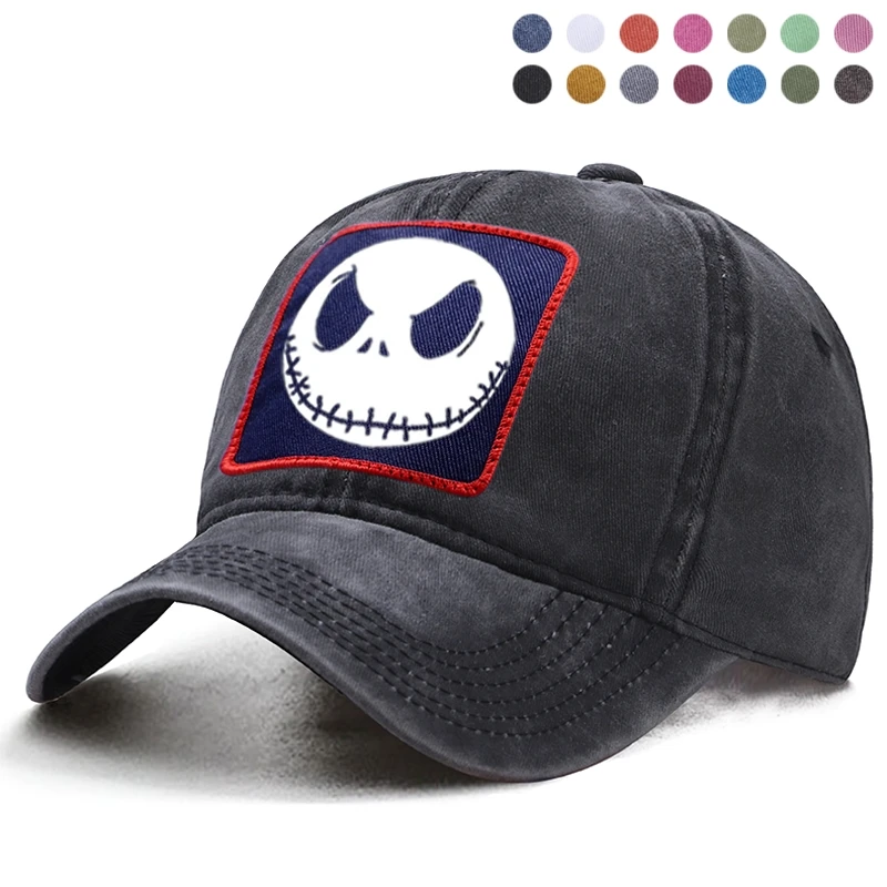 

Jack Skellington Smile Face Dad Trucker Bone Solid Hats Woman Berets Ponytail Caps Snapback Casquette Gorras Boinas Brand Hats