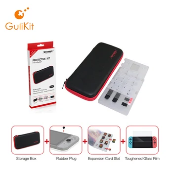 

Protective Kit Witn Storage Box Rubber Plug Expansion Card Slot Toughened Glass Film for Nintendo Switch