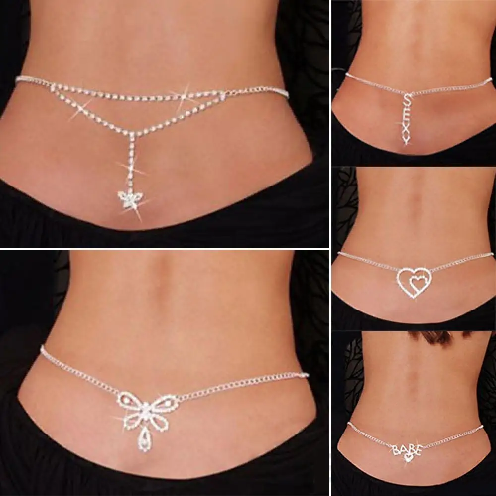 Women Sexy Rhinestone Butterfly Dance Body Belly Waist Chain Jewelry New For Bikini Summer | Украшения и аксессуары