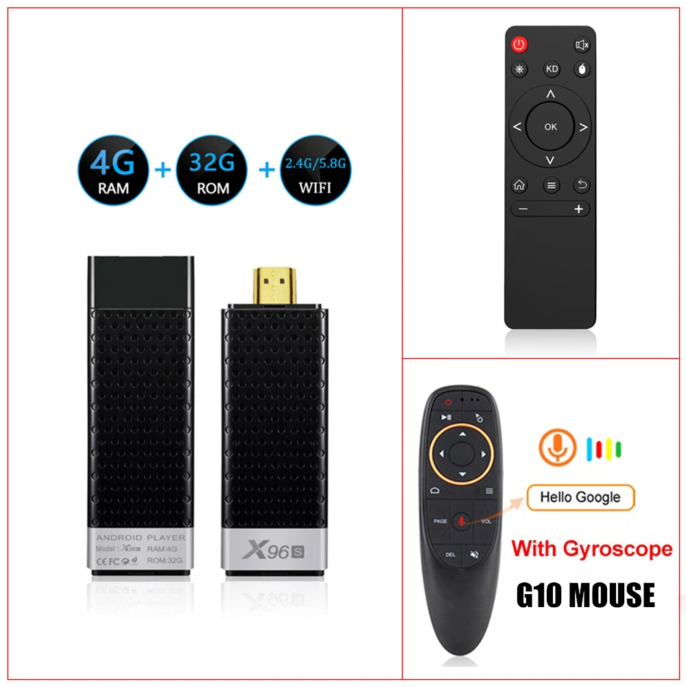 4G 32G G10 Mouse X96S Android 8,1 4K tv Stick 4 ГБ 32 ГБ Amlogic S905Y2 четырехъядерный Wifi BT 1080P H.265 4K 60pfs 2 Гб 16 Гб ТВ ключ - Цвет: 4G 32G G10 Mouse