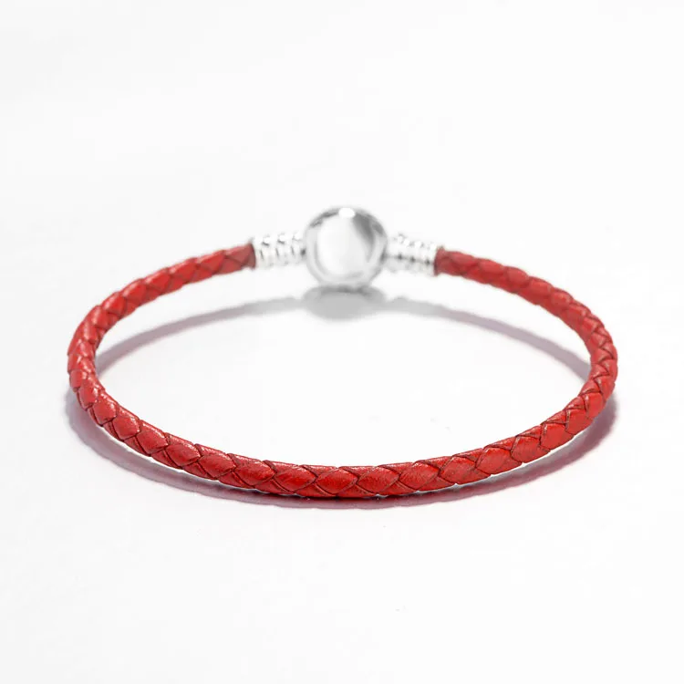 YPD38 925 Серебряный Красный веревочный браслет Девочка День рождения DIY браслет подарок