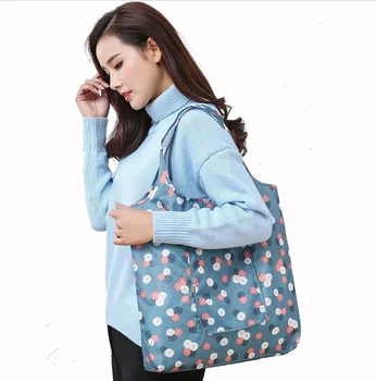

Foldable Reusable Shopping Bag Eco Friendly Household Tote Bags Polyester Grocery Storage Bag Organizer Waterproof Women Handbag