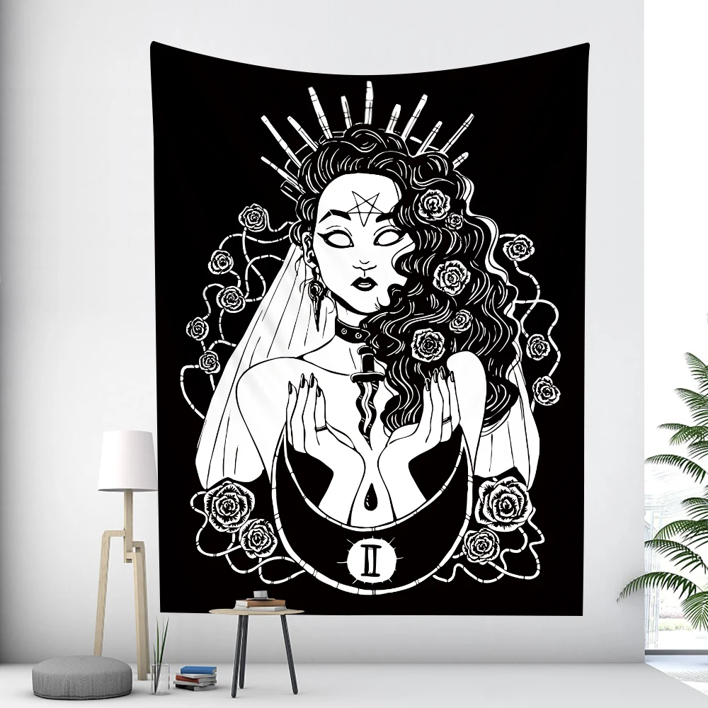 Moon Goddess Tarot Card Home Decoration Tapestry Psychedelic Scene Hippie Bohemian Mandala Bedroom Wall Decoration Mattress