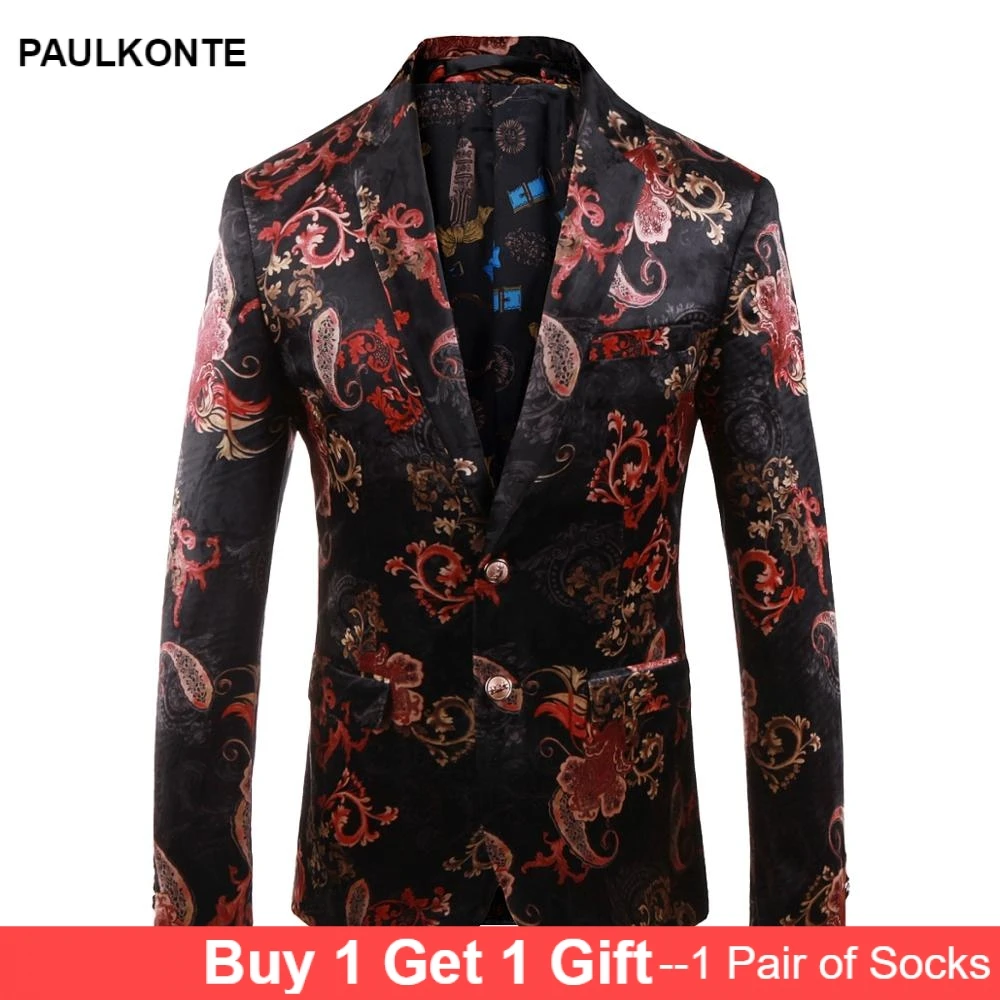 2019 New High-End Men'S Wine Red Printed Blazer Party Wedding Dress Luxury Slim Banquet Entertainment Men'S Suit Coat 2019 New High-End Men'S Wine Red Printed Blazer Party Wedding Dress Luxury Slim Banquet Entertainment Men'S Suit Coat