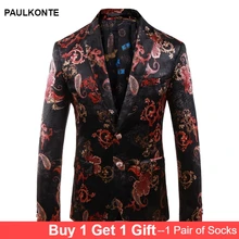 2019 New High-End Men'S Wine Red Printed Blazer Party Wedding Dress Luxury Slim Banquet Entertainment Men'S Suit Coat 2019 New High-End Men'S Wine Red Printed Blazer Party Wedding Dress Luxury Slim Banquet Entertainment Men'S Suit Coat