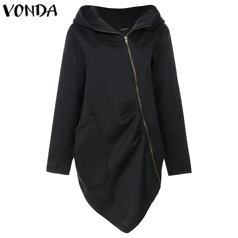  VONDA Women Hoodies Sweatshirts 2019 Winter Autumn Hoodies Dress VONDA Female Casual Long Sleeve Zi