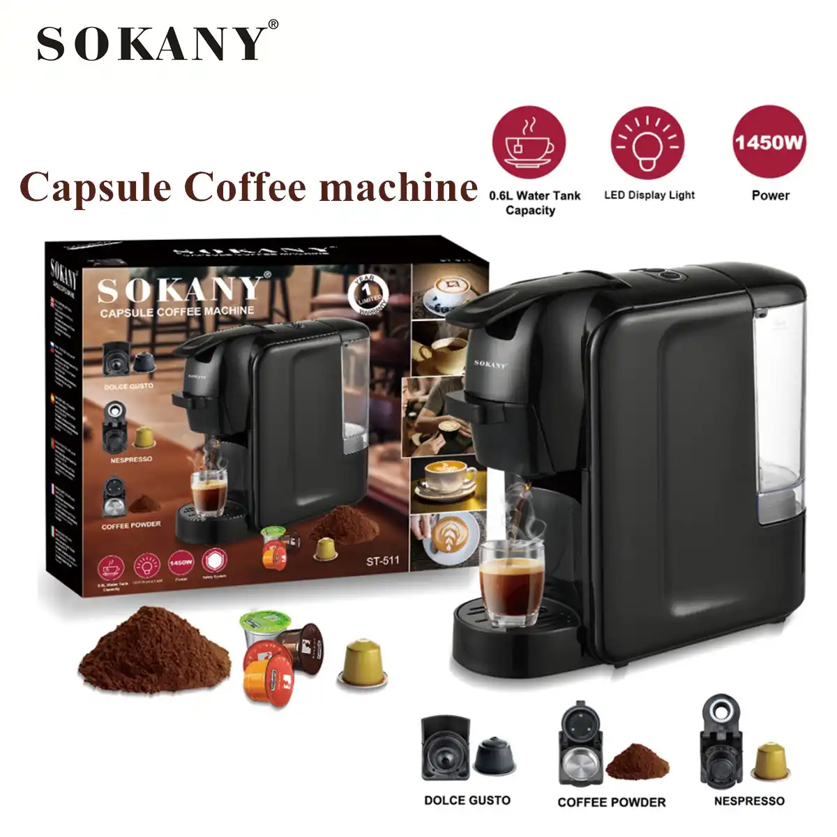 Sokany 1450w Multiple Capsule Espresso Coffee Machine Capsule Coffee Maker Coffee Makers Aliexpress