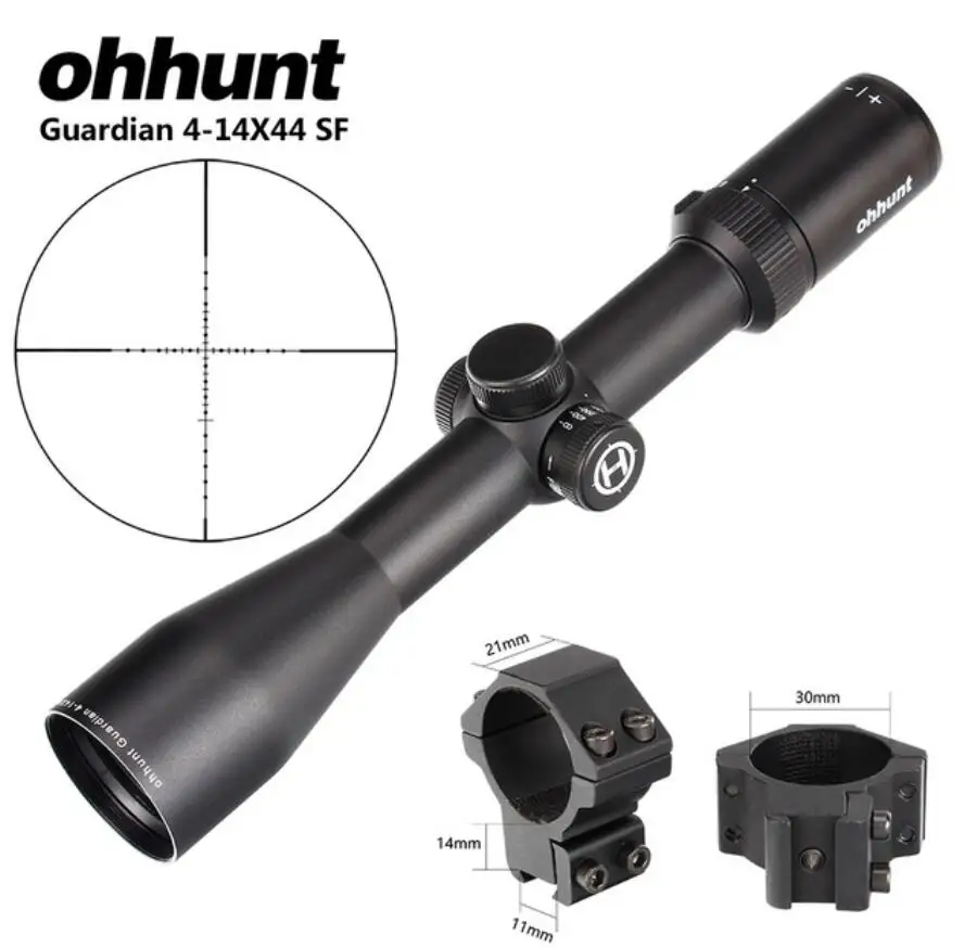 Med dovetail Rings Ohhunt Guardian 4-14X44 SF охотничий прицел 30 мм трубка Боковая регулировка параллакса тактические прицелы с KillFlash крышкой и креплением кольца - Цвет: Med dovetail Rings