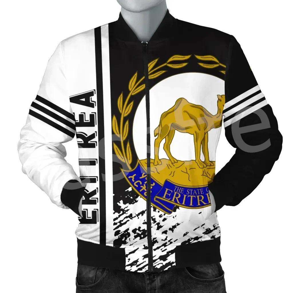 Tessffel Eritrea Africa Country Flag Tribe Retro Tattoo 3DPrint Men/Women Casual Sportswear Windbreaker Winter Bomber Jacket A12