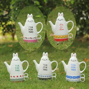 

TANGPIN cute rabbit porcelain tea set creative cartoon ceramic tea cup pot for children gifts
