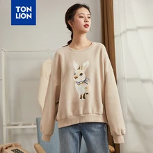 TONLION Young Style Cartoon Rabbit Pattern Sweatshirts Ladies Pullover Women Long Sleeve Pullovers No Hat Plus Cashmere 2020 TONLION Young Style Cartoon Rabbit Pattern Sweatshirts Ladies Pullover Women Long Sleeve Pullovers No Hat Plus Cashmere 2020