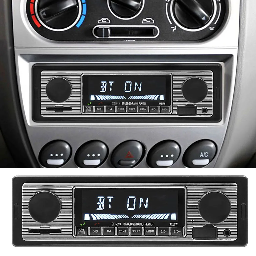 Car MP3 Player Stereo FM Retro Radio 12V Bluetooth Stereo MP3 USB AUX Power Cable Vehicles Radios Accessories