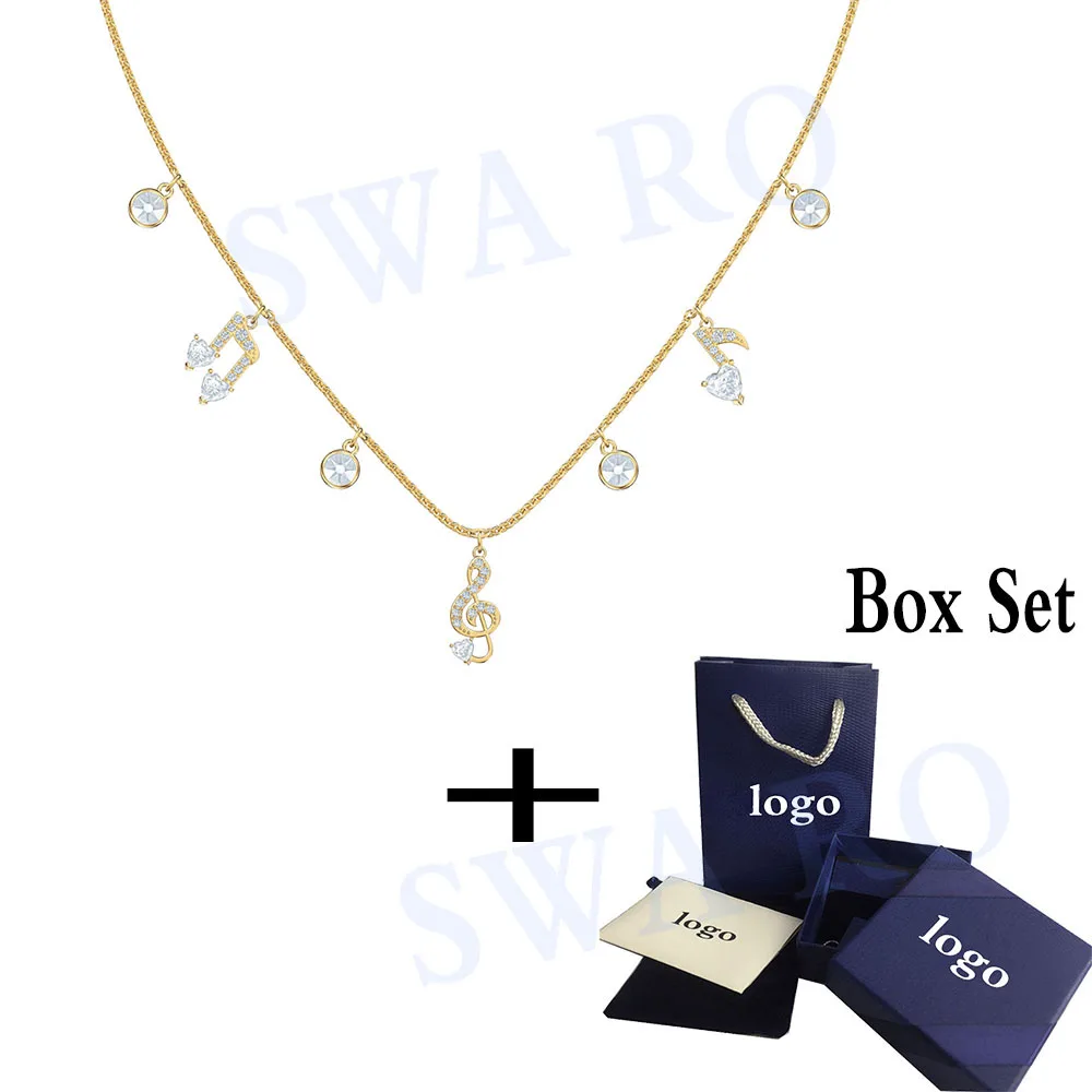 

SWA RO 2019 New PLEASANT Necklace This season's style is played Music Score Crystal Women's Clavicle Necklace Wedding Jewelry