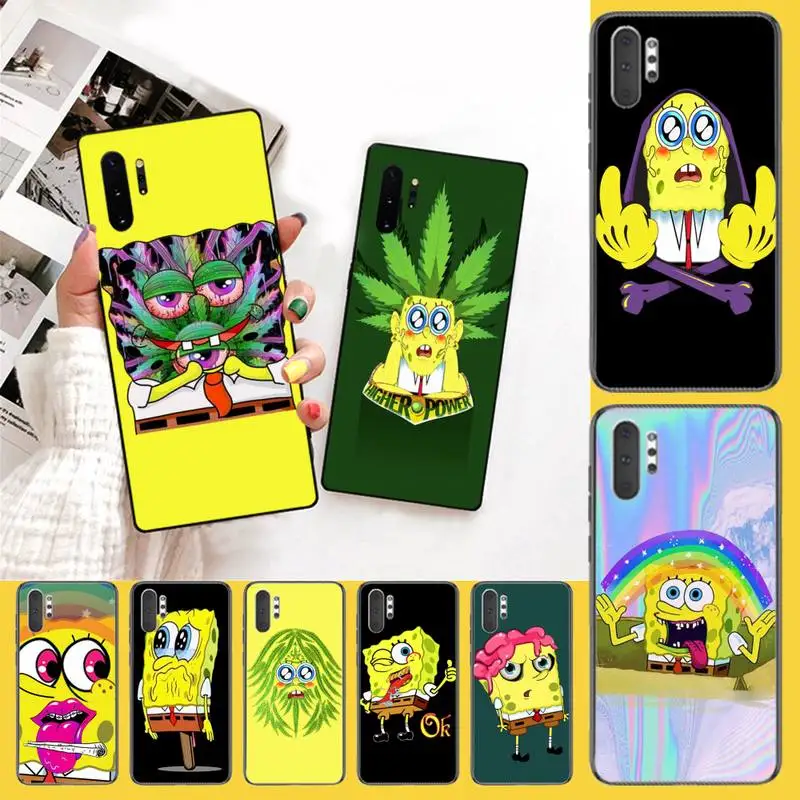 

NBDRUICAI Funny Weed spongebob Phone Case For Samsung Galaxy J7 J8 J6 Plus 2018 Prime Note 7 8 9 10 pro