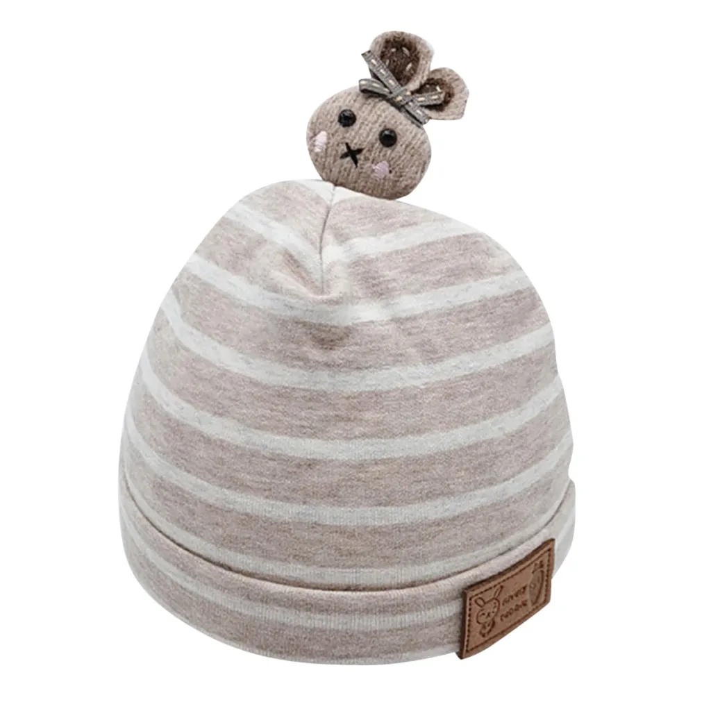 Baby hat autumn and winter thick warm striped cartoon bunny hat Thicker Warm Childs Kids Soft Newborn baby Boys Girls Toddler