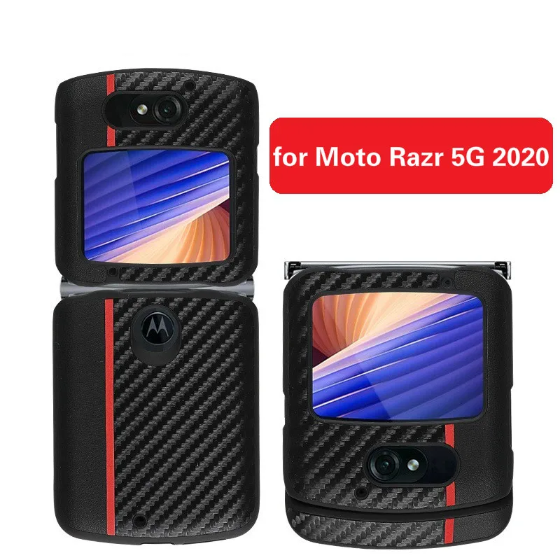 Роскошный чехол для Motorola Razr 5G полноразмерный противоударный из углеродного