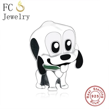 

FC Jewelry Fit Original Brand Charm Bracelet 925 Silver Authentic Bruto The Dog Black White Eye Bead For Making Berloque 2020