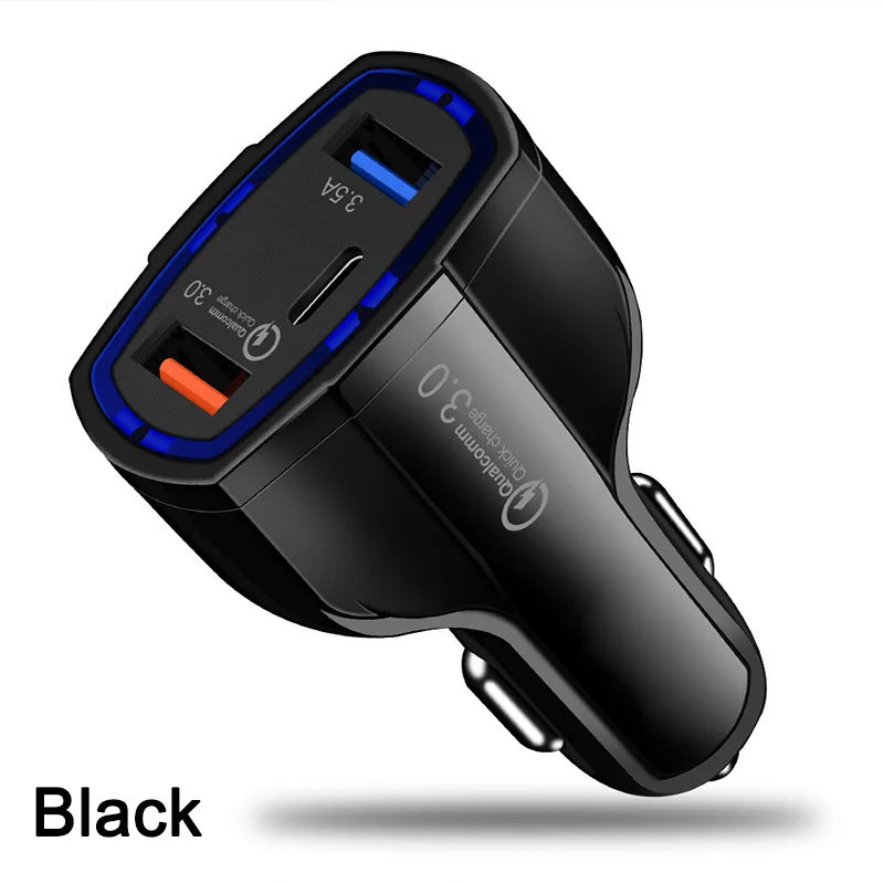 USB C автомобильное зарядное устройство Quick Charge 3,0 18 Вт Тип C PD Быстрая зарядка для автомобильного телефона зарядное устройство адаптер для iPhone 11 samsung Xiaomi Redmi - Тип штекера: Black