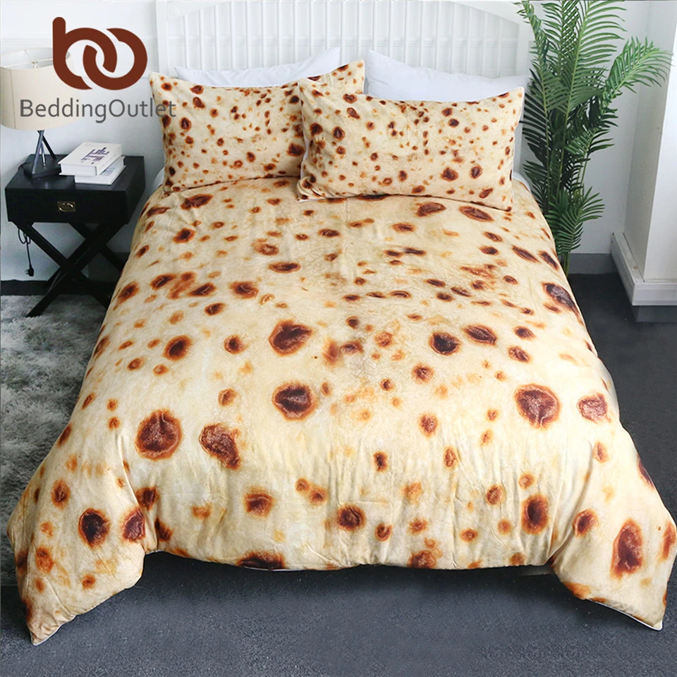 BeddingOutlet börek nevresim takımı düz mısır Tortilla doku yatak örtüsü  gıda 3D pide lavaş yorgan yatak örtüsü seti kraliçe yatak örtüleri -  AliExpress Home & Garden