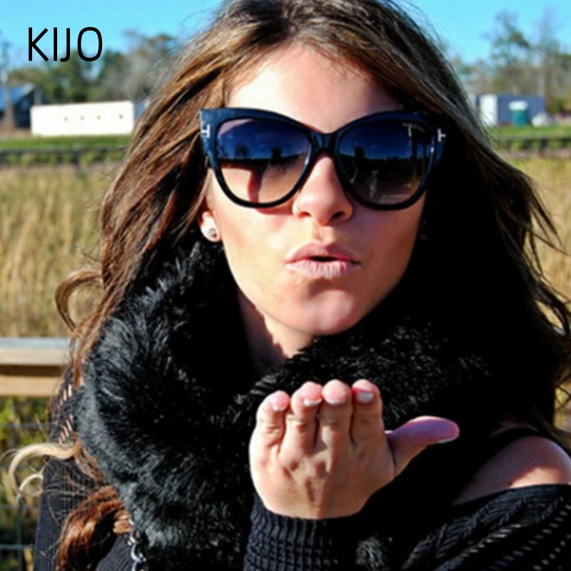 

2019 New Tom Fashion Brand Designer Cat Eye Women Sunglasses Female Gradient Points Sun Glasses Big Oculos feminino de sol