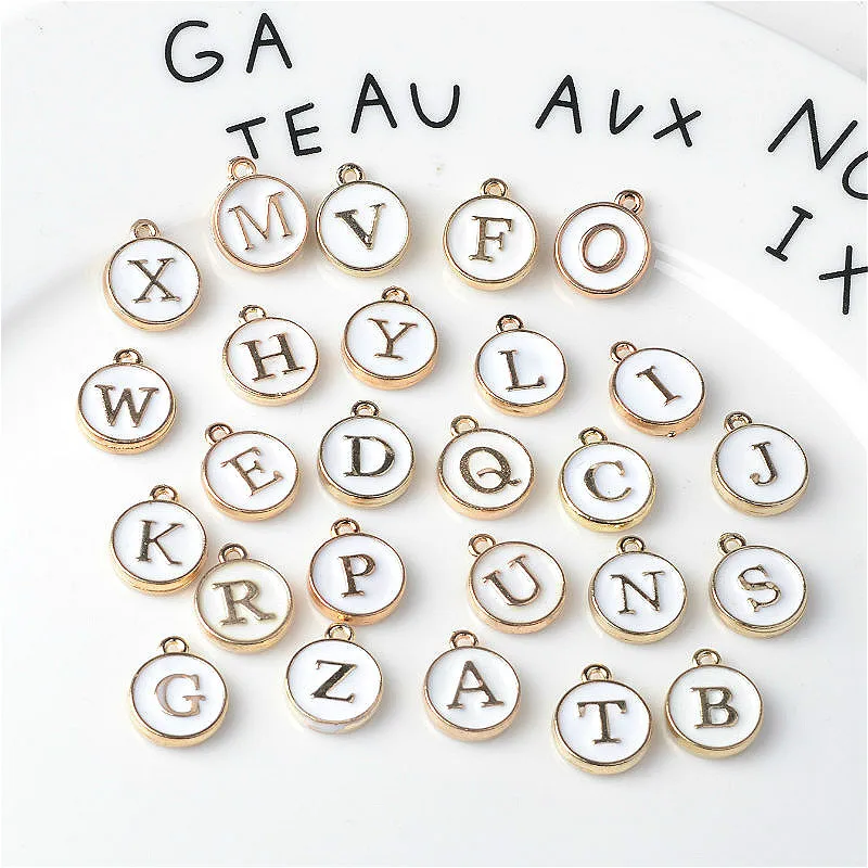 26 Round Golden Enamel English Alphabet Charms Multi-color Capital Letters Alloy Charm Jewelry DIY Accessories Wholesale | Украшения и